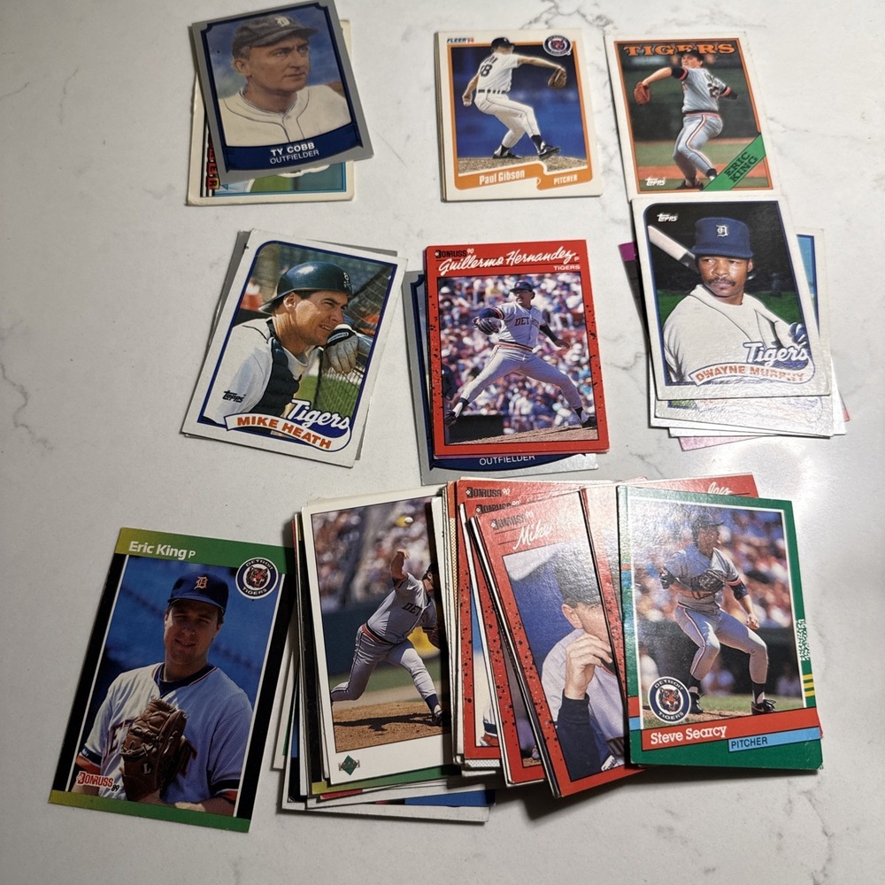 Vintage Detroit‎ Tigers Baseball Cards Huge Lot 50+ Cards Mixed Years Brands